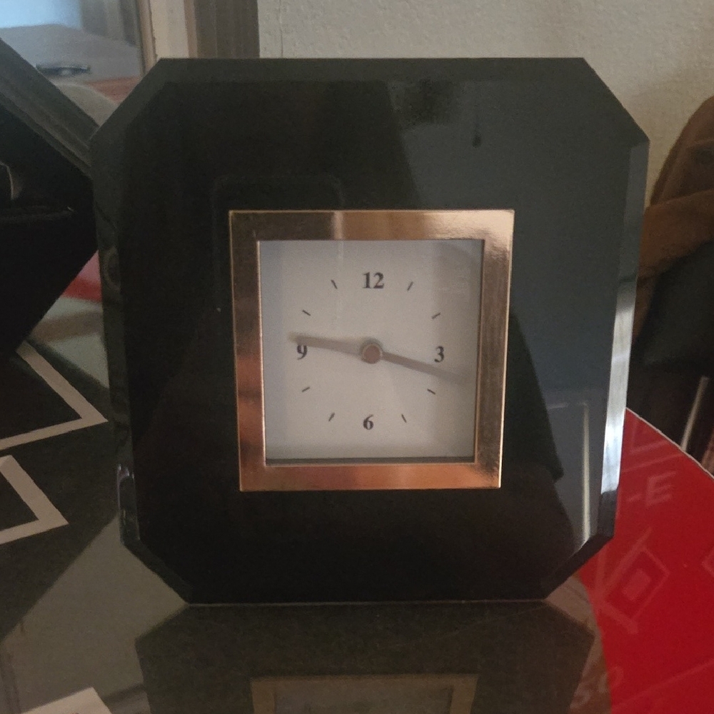 Not Rated Black and Gold Square Wall Clock